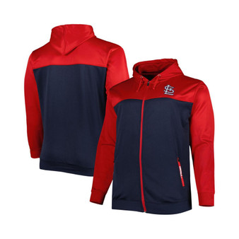 Men's Red, Navy St. Louis Cardinals Big and Tall Yoke Full-Zip Hoodie