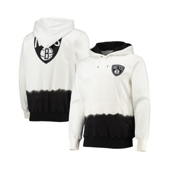 Men's Oatmeal Brooklyn Nets Double Dribble Dip-Dye Pullover Hoodie