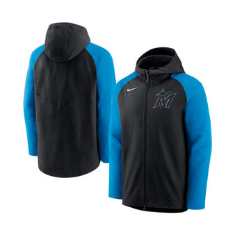 Men's Black, Blue Miami Marlins Authentic Collection Performance Raglan Full-Zip Hoodie