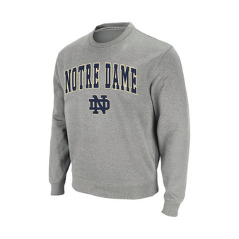 Men's Heather Gray Notre Dame Fighting Irish Arch and Logo Crew Neck Sweatshirt