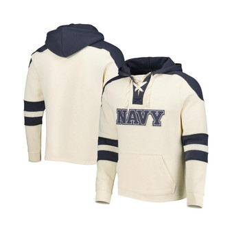 Men's Cream Navy Midshipmen Lace-Up 4.0 Vintage-Like Pullover Hoodie