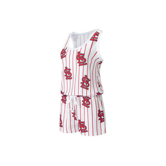 Women's White St. Louis Cardinals Reel Pinstripe Knit Romper
