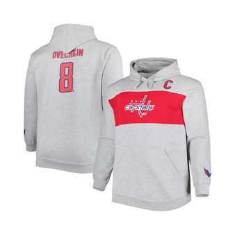 Men's Alexander Ovechkin Heather Gray Washington Capitals Big and Tall Player Lace-Up Pullover Hoodie