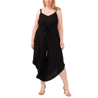 Plus Size Sleeveless Tie-Front Side-Pocket Jumpsuit