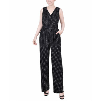 Petite Sleeveless Belted Jumpsuit