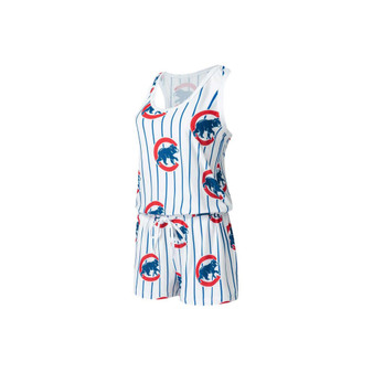Women's White Chicago Cubs Reel Pinstripe Knit Romper