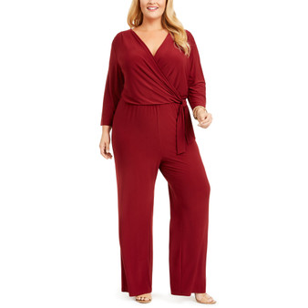 Plus Size Surplice Jumpsuit