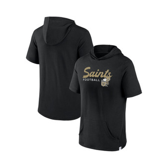 Men's Branded Black New Orleans Saints Offensive Strategy Short Sleeve Pullover Hoodie