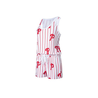 Women's White Philadelphia Phillies Reel Pinstripe Knit Romper