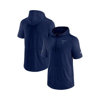 Men's Branded Navy St. Louis Blues Authentic Pro Travel and Training Short Sleeve Pullover Hoodie