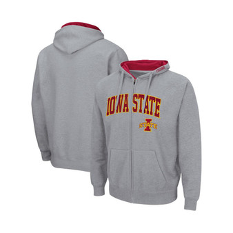 Men's Heathered Gray Iowa State Cyclones Arch Logo 3.0 Full-Zip Hoodie