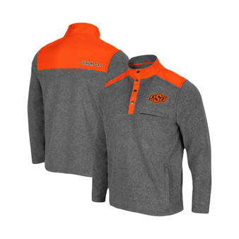 Men's Heathered Charcoal, Orange Oklahoma State Cowboys Huff Snap Pullover