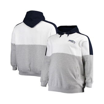 Men's College Navy, Heathered Gray Seattle Seahawks Big and Tall Team Logo Pullover Hoodie