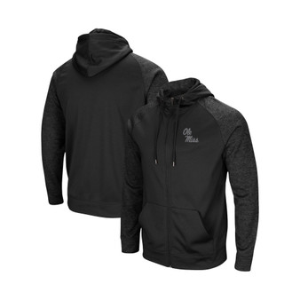Men's Black Ole Miss Rebels Blackout 3.0 Tonal Raglan Full-Zip Hoodie