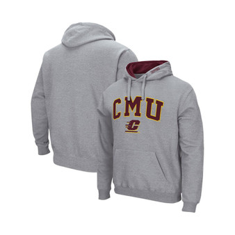 Men's Heathered Gray Cent. Michigan Chippewas Arch and Logo Pullover Hoodie