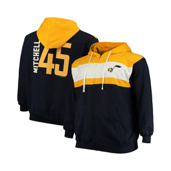 Men's Donovan Mitchell Navy, White Utah Jazz Big and Tall Full-Zip Hoodie
