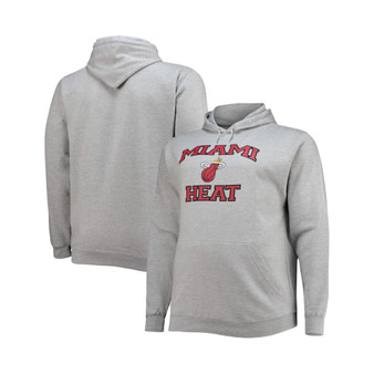 Men's Heathered Gray Miami Heat Big and Tall Heart and Soul Pullover Hoodie