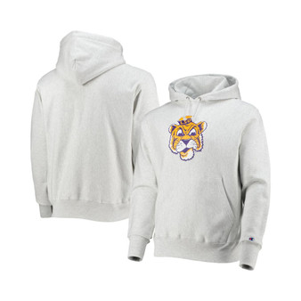 Men's Heathered Gray LSU Tigers Team Vault Logo Reverse Weave Pullover Hoodie