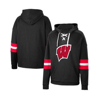 Men's Black Wisconsin Badgers Lace-Up 4.0 Pullover Hoodie