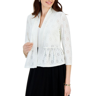 Women's Knit Eyelet Open-Front Jacket