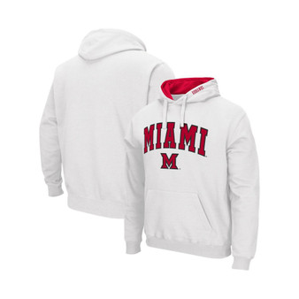 Men's White Miami University Redhawks Arch and Logo Pullover Hoodie