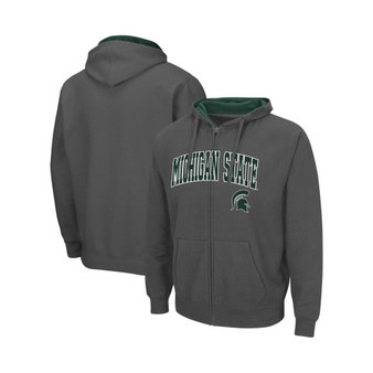 Men's Charcoal Michigan State Spartans Arch & Logo 3.0 Full-Zip Hoodie