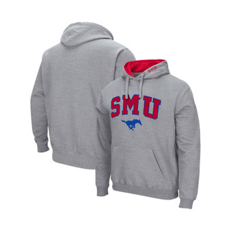Men's Heathered Gray SMU Mustangs Arch and Logo Pullover Hoodie