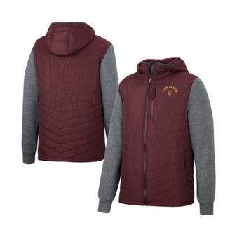 Men's Maroon, Charcoal Arizona State Sun Devils Course Herringbone Full-Zip Hoodie