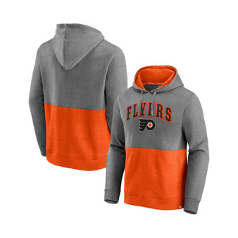 Men's Branded Heathered Gray, Orange Philadelphia Flyers Block Party Classic Arch Signature Pullover Hoodie