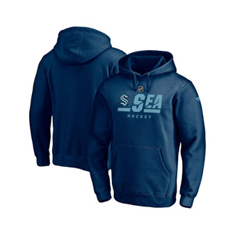 Men's Branded Navy Seattle Kraken Authentic Pro Secondary Logo Pullover Hoodie