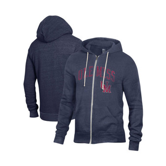 Men's Heathered Navy Ole Miss Rebels Rocky Tri-Blend Full-Zip Hoodie