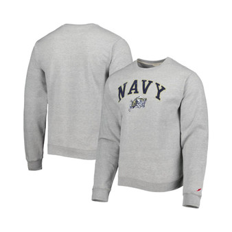 Men's Heather Gray Navy Midshipmen 1965 Arch Essential Lightweight Pullover Sweatshirt
