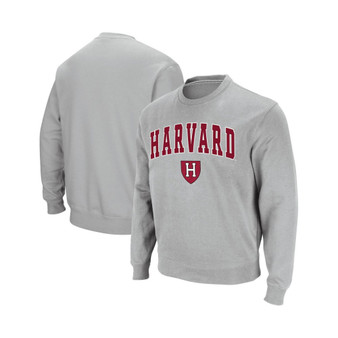Men's Gray Harvard Crimson Team Arch & Logo Tackle Twill Pullover Sweatshirt