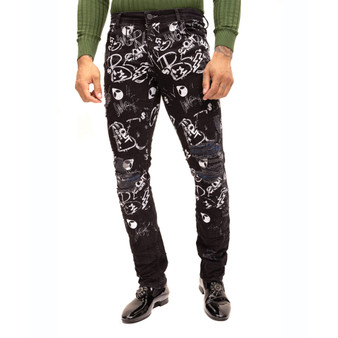 Men's Modern Straight Scribble Denim Jeans