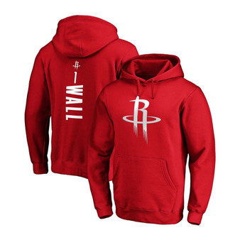 Men's John Wall Red Houston Rockets Playmaker Name and Number Pullover Hoodie