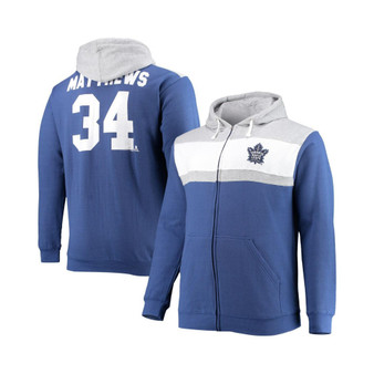 Men's Auston Matthews Blue Toronto Maple Leafs Big and Tall Colorblock Full-Zip Hoodie