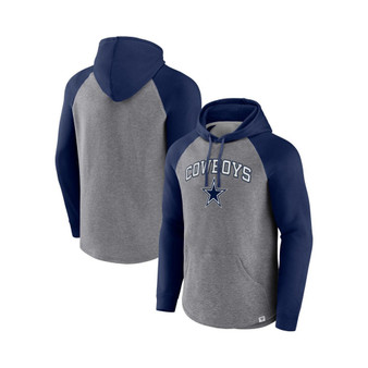 Men's Branded Heathered Gray, Navy Dallas Cowboys By Design Raglan Pullover Hoodie