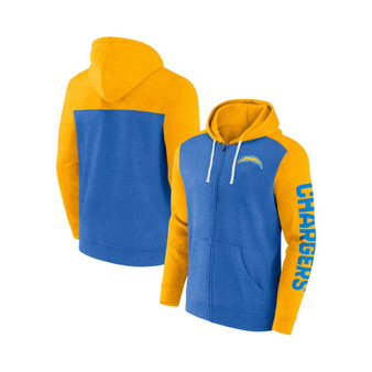 Men's Branded Heather Powder Blue Los Angeles Chargers Down and Distance Full-Zip Hoodie