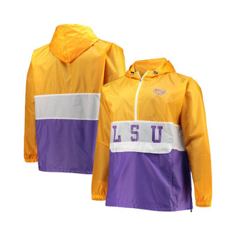 Men's Branded Gold, Purple LSU Tigers Big and Tall Water-Resistant Half-Zip Hoodie