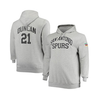 Men's Tim Duncan Heather Gray San Antonio Spurs Big and Tall Name and Number Pullover Hoodie