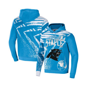 Men's NFL X Staple Blue Carolina Panthers Team Slogan All Over Print Pullover Hoodie