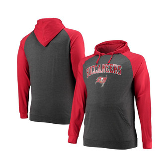Men's Branded Red and Heathered Charcoal Tampa Bay Buccaneers Big and Tall Lightweight Raglan Pullover Hoodie