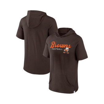 Men's Branded Brown Cleveland Browns Offensive Strategy Short Sleeve Pullover Hoodie