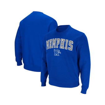 Men's Royal Memphis Tigers Arch & Logo Tackle Twill Pullover Sweatshirt