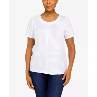 Women's Classics Spliced Ottoman Texture Knit Short Sleeve Top