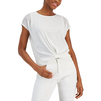 Women's Sequined Knot-Front T-Shirt, Created for Macy's