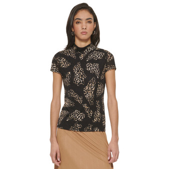 Women's Animal-Print Short-Sleeve Knit Top