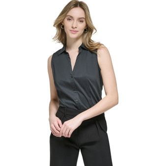 Women's Sleeveless Collared Bodysuit