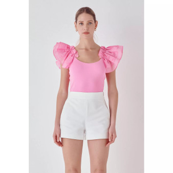 Women's Organza Ruffle with Knit Top