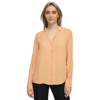 Women's Notched-Lapel Button-Front Blouse